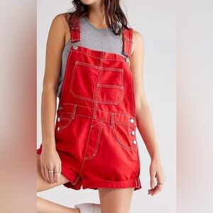 Red Denim Short Overalls! New! Multiple sizes available!